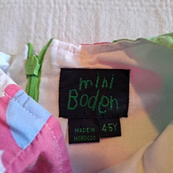 Mini Boden girls 4-5 years green floral dress, back zipper, fully lined - Picture 3 of 6